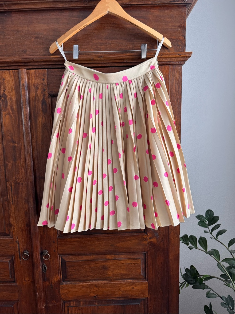 Kate Spade Melody Pleated Silk Skirt A Line Polka Dots